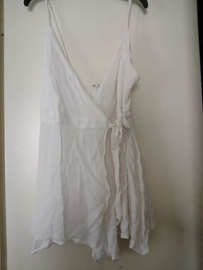 Lulu's White Wrap Mini Dress with Spaghetti Straps